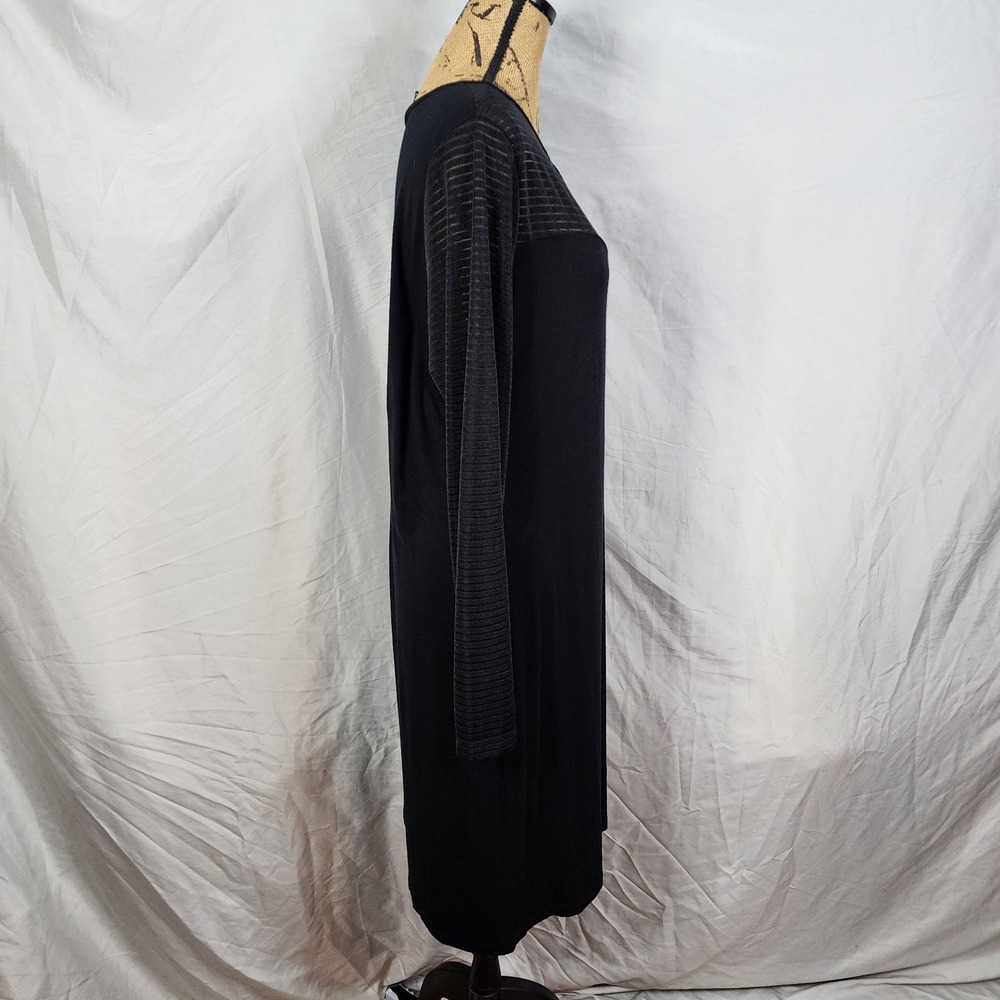 ASOS CURVE Size 18 Black Viscose Knit Sheer Ribbed Long Sleeve Sweetheart‎ Dress - Picture 3 of 12